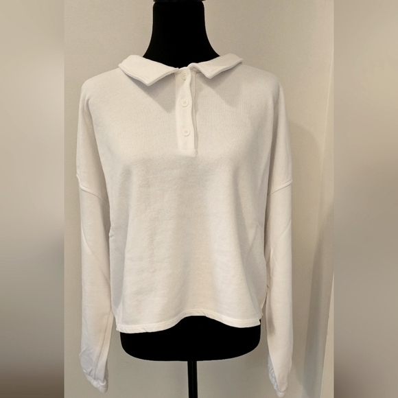 Peloton Tops - New Peloton Polo Sweatshirt Pullover – White with Lilac Gingham Graphic Size XL
